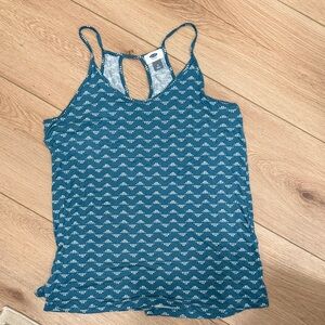 Old Navy Teal and White Patterned Tank Top
